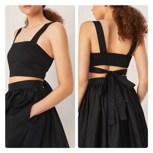 NEW Rebecca Taylor Tie Back Black Cropped Tank Top MSRP $195